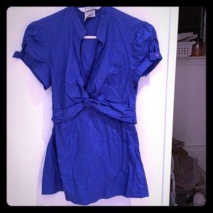 🛍Blue Tie Knot Button up Blouse SzS🛍